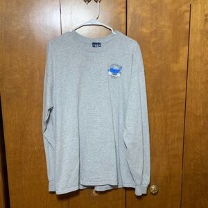 BLUE 84 - LAX UNLIMITED- Men’s Light Gray Long Sleeve Tee with Blue Graphic (XL)